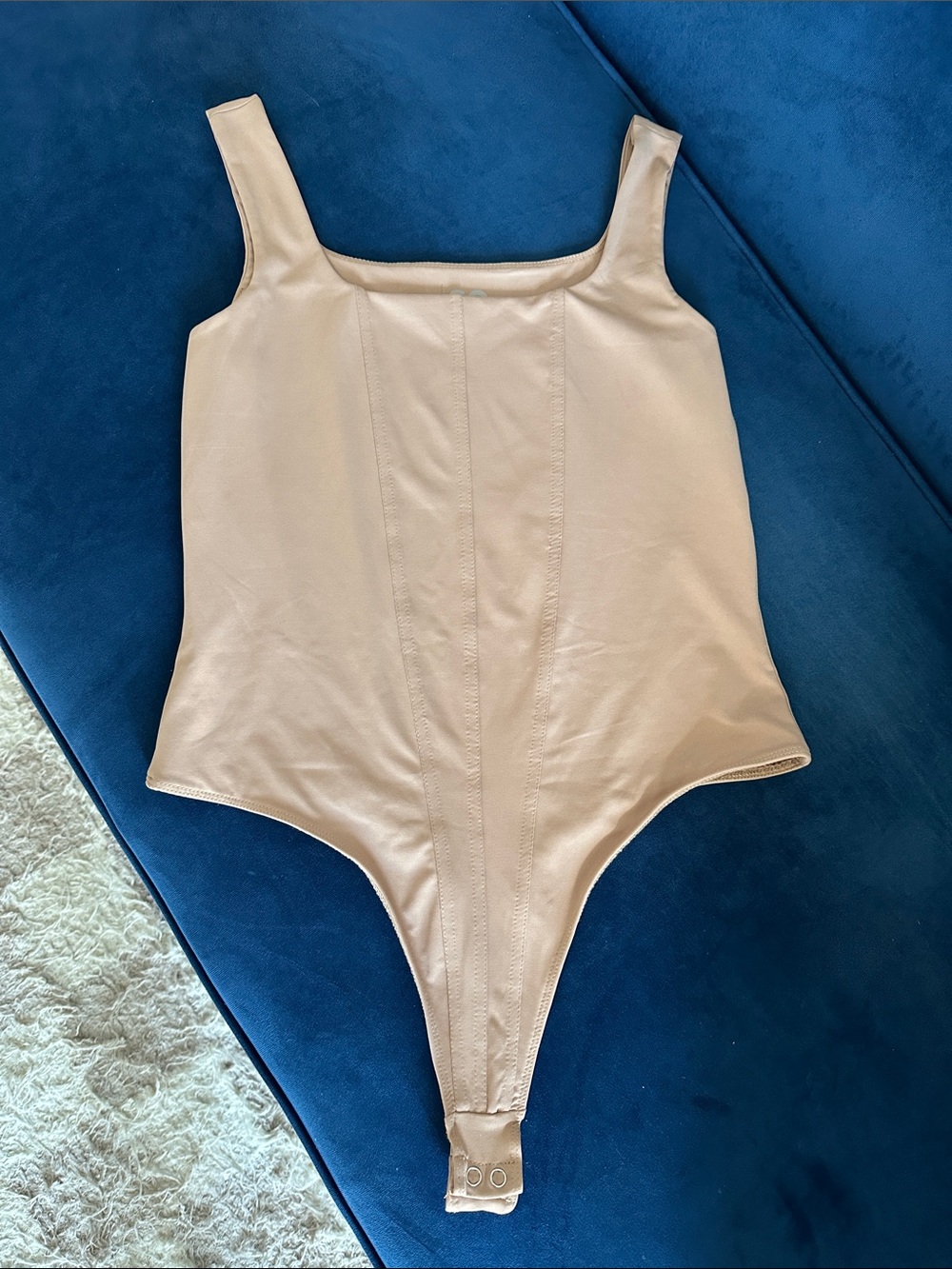 SO nude Tank-Style One-Piece Bodysuit